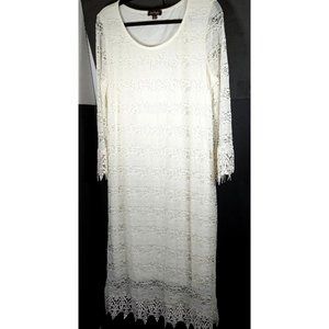 Cal Style Lace Detailed Elegant Dress Size L Off White